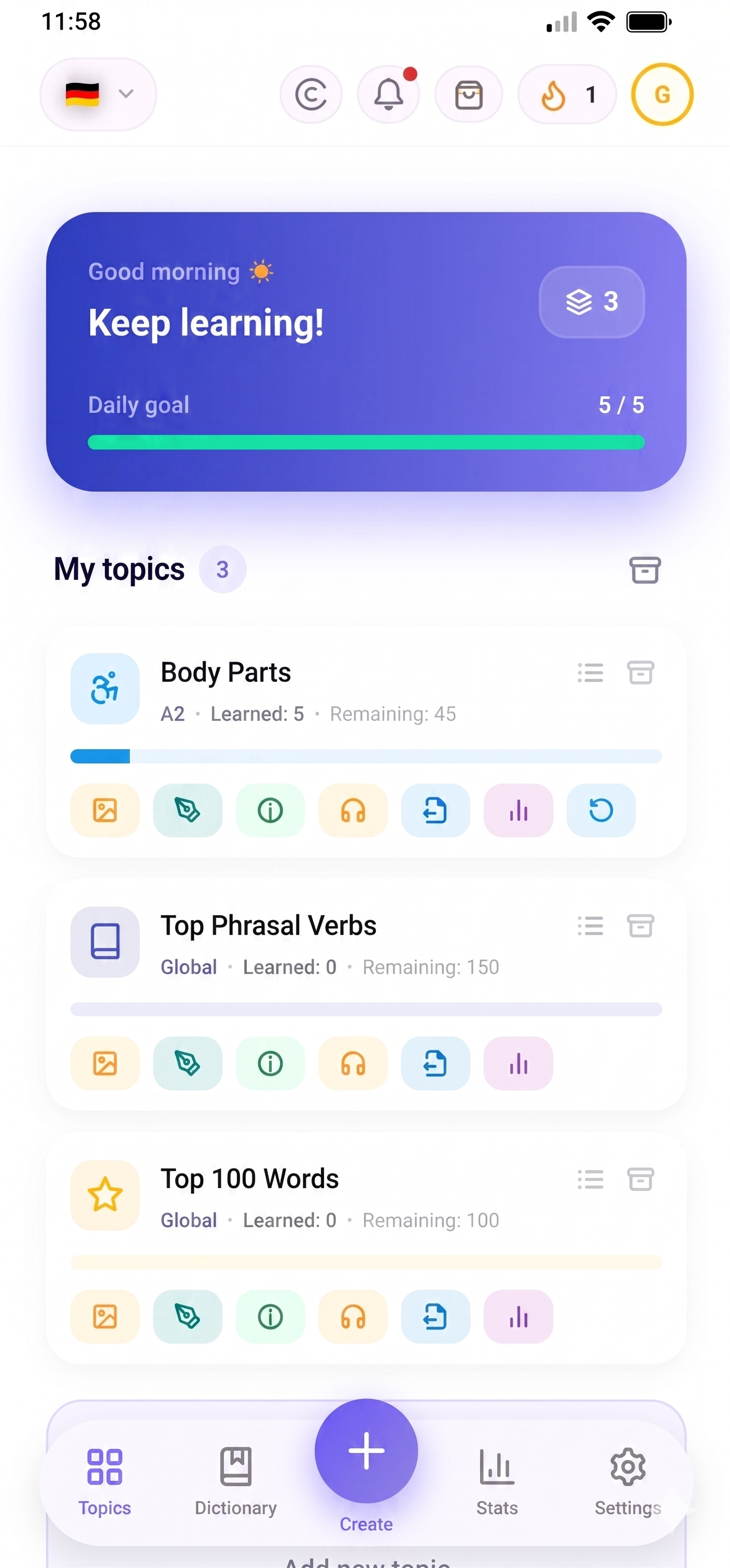 VociCards App Interface
